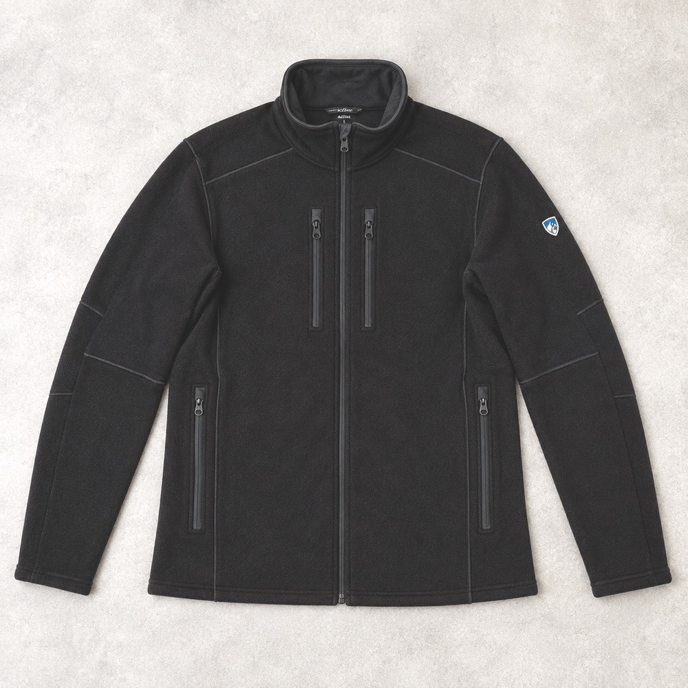KUHL Interceptr Full Zip Fleece Jacket Mens Large Black Alfpaca Gold 3054